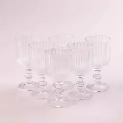 Набір чарок для міцних напоїв фігурних ребристих із товстого скла 6 штук, прозорий
