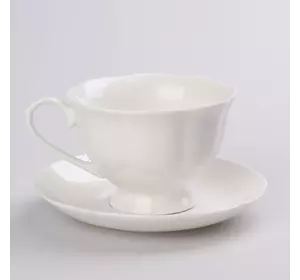 Чашка чайна з блюдцем 200 мл з порцеляни, білий