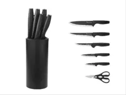 Набір кухонних ножів з підставкою 6 предметів, чорний