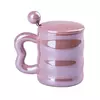 Чашка керамічна 400 мл Love з кришкою і ложкою, рожевий