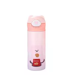 Термос дитячий 420 мл із фліп кришкою на кнопці, рожевий