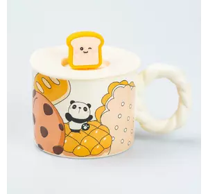 Чашка керамічна Panda 350 мл з кришкою