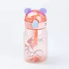 Пляшка для води дитяча 500 мл з трубочкою та кришкою фліп топ, рожевий