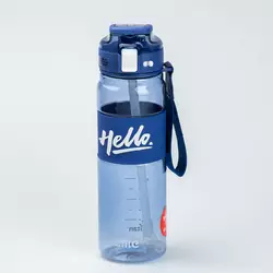 Пляшка для води спортивна Hello 860 мл з ремінцем та ручкою, синій