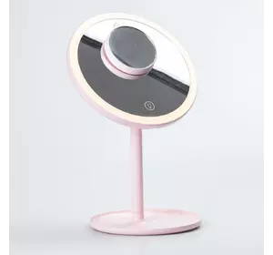 Косметичне дзеркало з LED-підсвіткою та збільшенням, рожевий