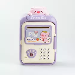 Скарбничка-сейф дитяча Pig з кодовим замком та відбитком пальця, бузковий