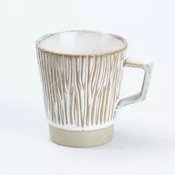 Чашка керамічна в ретро стилі з з деревним візерунком 300 мл, золотистий