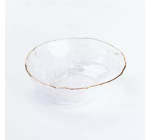Тарілка скляна глибока із золотим обідком, прозорий