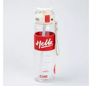 Пляшка для води спортивна Hello 860 мл з трубочкою та ручкою, червоний