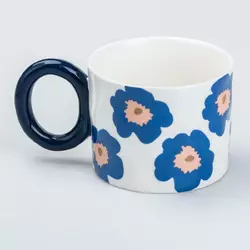 Чашка керамічна Flowers 400 мл, темно-синій