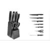 Набір кухонних ножів на підставці 7 предметів, чорний