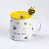 Чашка керамічна Bee 450 мл з кришкою та ложкою, honey bee