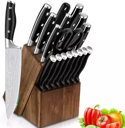 Набір кухонних ножів на підставці 14 предметів, чорний
