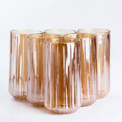 Набір склянок Lirmartur високих фігурних 6 штук по 380 мл, янтарний