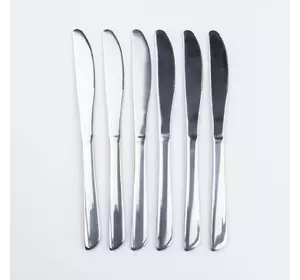 Набір столових ножів 6 штук із гладкою поверхнею, хром