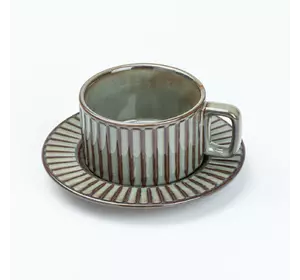 Чашка з блюдцем керамічна у французькому стилі 250 мл, графіт