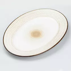 Блюдо керамічне овальне 33*24,5 см в стилі ретро, білий
