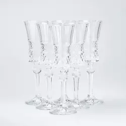Набір бокалів для шампанського на високій ніжці фігурних 6 штук по 145 мл, прозорий