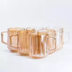 Набір чашок скляних Lirmartur 6 штук по 310 мл, янтарний