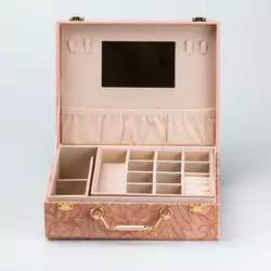 Скринька для прикрас 24*19*8 см з еко-шкіри, рожевий