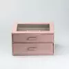Скринька для прикрас 24,5*17,5*14 см з еко-шкіри два яруси, рожевий