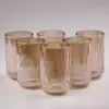 Набір склянок високих фігурних прозорих ребристих із товстого скла 6 штук, tea color