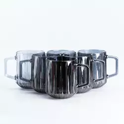 Набір чашок скляних Lirmartur 6 штук по 310 мл, сірий