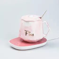 Чашка керамічна Fine 400 мл з підігрівом в подарунковій коробці, рожевий