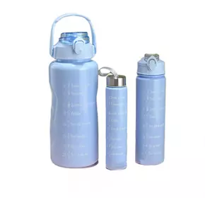 Набір пляшок для води з мотивуючими написами 300/700/2000 мл, синій