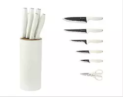 Набір кухонних ножів з підставкою 6 предметів, білий