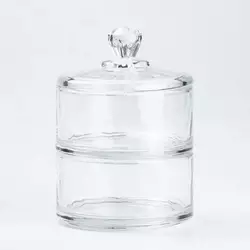 Цукерниця дворівнева Lirmartur зі скляною кришкою гладенька, прозорий