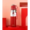 Термос 600 мл з чашкою і ремінцем, червоний