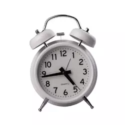 Настільний годинник з будильником Clock на батарейках, сірий