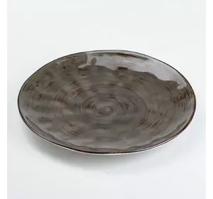 Тарілка сервірувальна керамічна плоска 22 см, коричневий