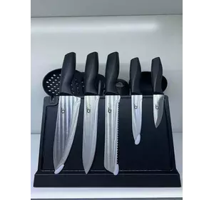 Набір кухонного приладдя на підставці 9 предметів, чорний