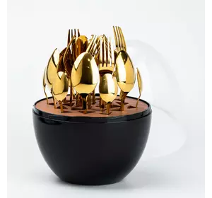 Набір столових приборів із нержавіючої сталі 24 штуки золотих, чорний