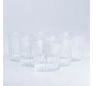 Набір склянок для віскі ребристих із товстого скла 6 штук по 310 мл, прозорий