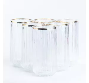 Набір склянок Lirmartur високих фігурних 6 штук по 380 мл із декором, прозорий