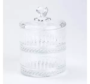 Цукерниця дворівнева Lirmartur зі скляною кришкою ребриста, прозорий
