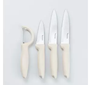 Набір кухонних ножів з овочечисткою 4 предмети, білий
