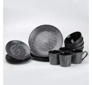 Столовий сервіз на 4 особи керамічний Oriental, чорний