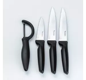 Набір кухонних ножів з овочечисткою 4 предмети, чорний