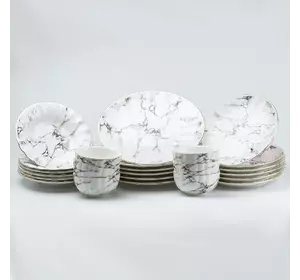 Столовий сервіз на 6 персон керамічний Marble, білий