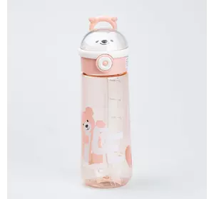 Пляшка для води Nice 620 мл із кришкою фліп топ на защіпці, рожевий