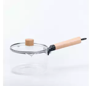 Ківш скляний з дерев’яною ручкою 1л, прозорий