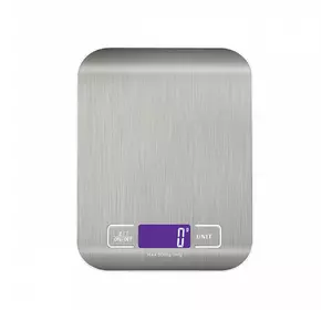 Ваги кухонні електронні SF-2012 до 5 кг з плоскою платформою на батарейках, срібло