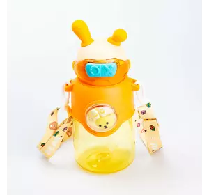 Пляшка для води дитяча Rabbit 700 мл з кришкою на кнопці та ремінцем, помаранчевий