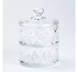 Цукерниця дворівнева Lirmartur зі скляною кришкою під кришталь, прозорий