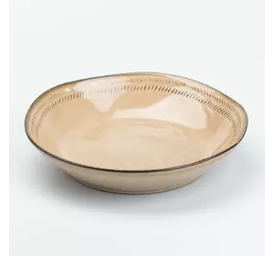 Тарілка супова керамічна 23 см у стилі ретро, бежевий