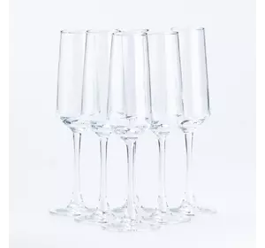 Набір келихів для шампанського та ігристих вин 6 штук по 250 мл, прозорий